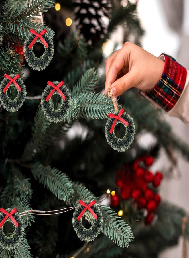 ORFOFE 20pcs Christmas Miniature Wreath Hanging Decorations Artificial Xmas Mini Wreath Farmhouse for Christmas Tree Dollhouse Windows 1.57Inch - Image 5
